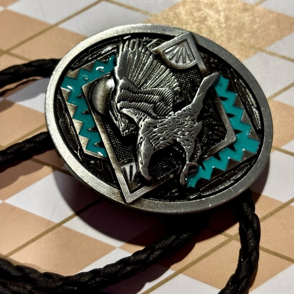 Dragon Design vintage style Bolo Tie with Turquoise Accent - Picture 12 of 12